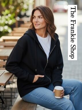 The Frankie Shop Black calder neoprene hooded jacket,OS GP1527